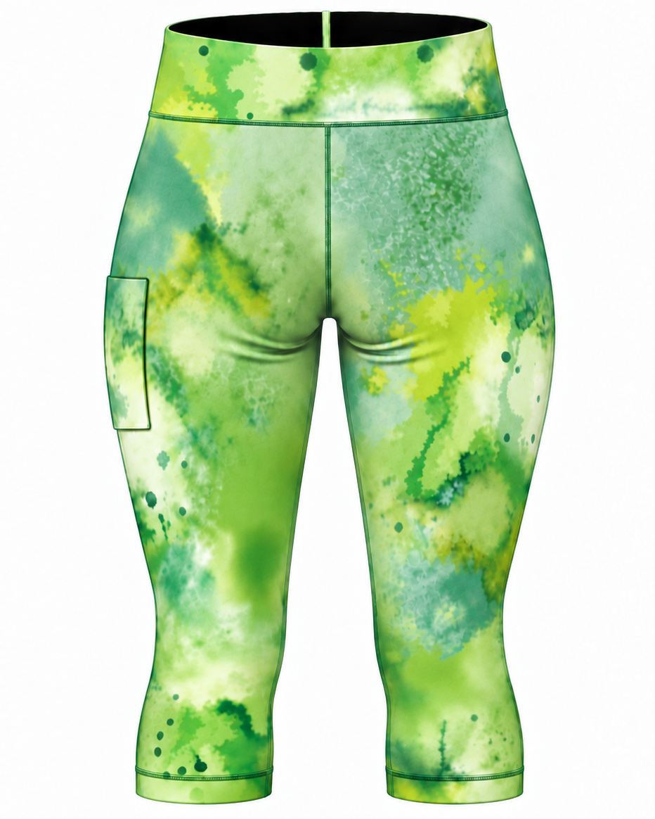 Lime Rush Ladies Padel 3/4 Compression Pants - Image 2