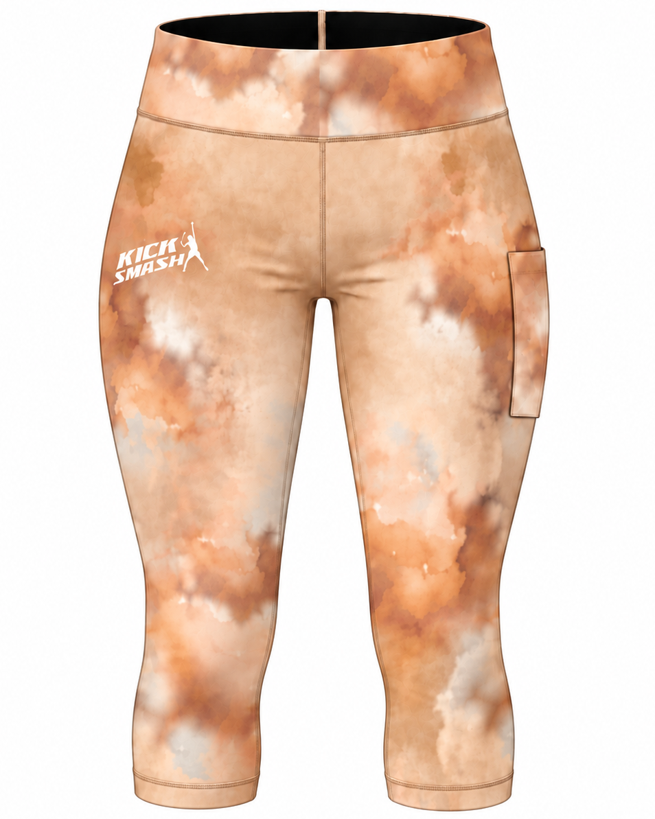 Peach Drift Ladies Padel 3/4 Compression Pants